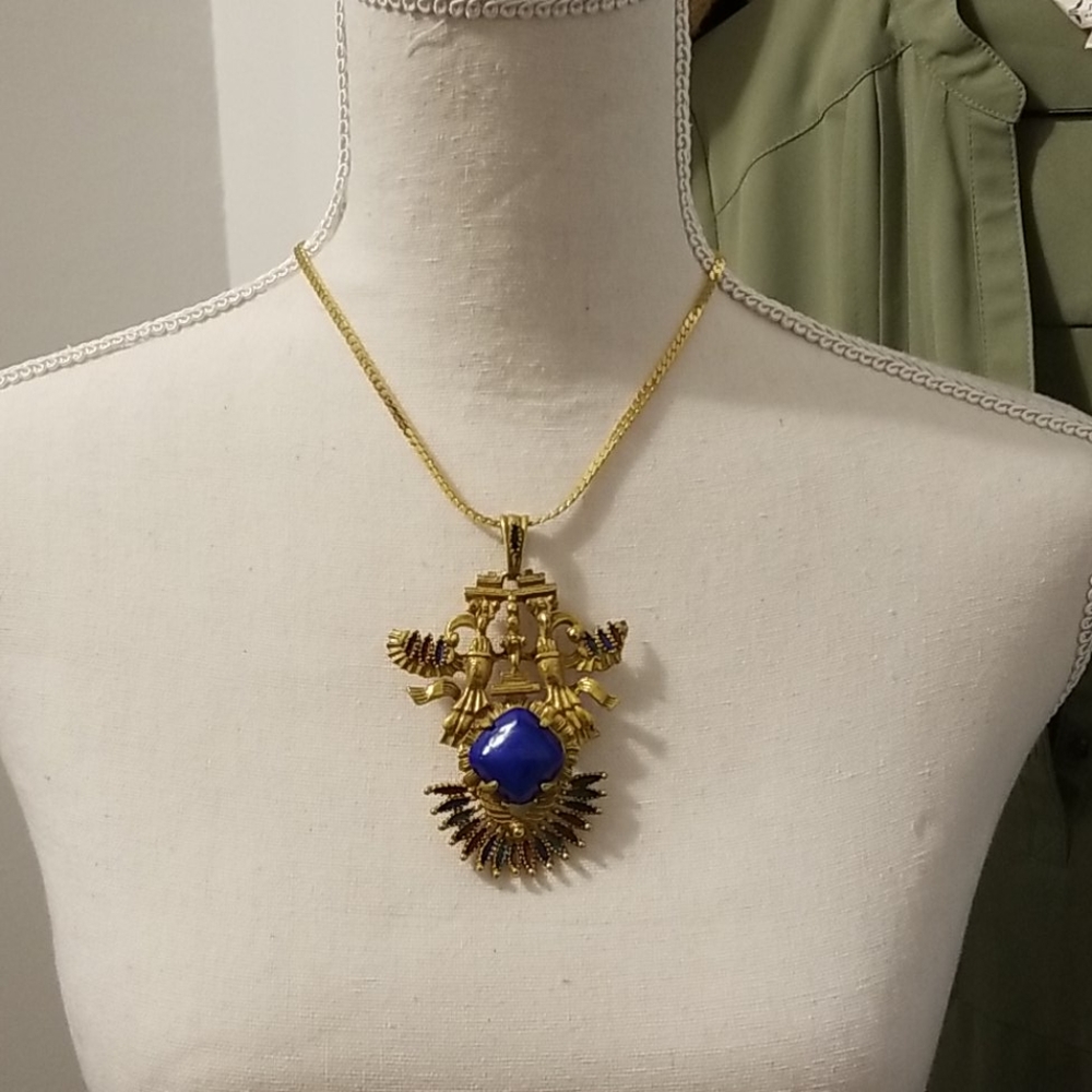 Vintage rare castlecliff larry vrba lapis pendant - Picture 7 of 7